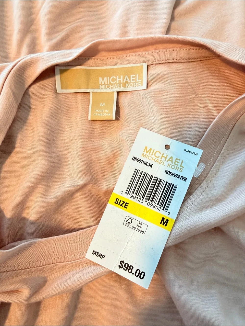 Michael Kors Peach Pink Long-Sleeve Sheer Dot Blouse